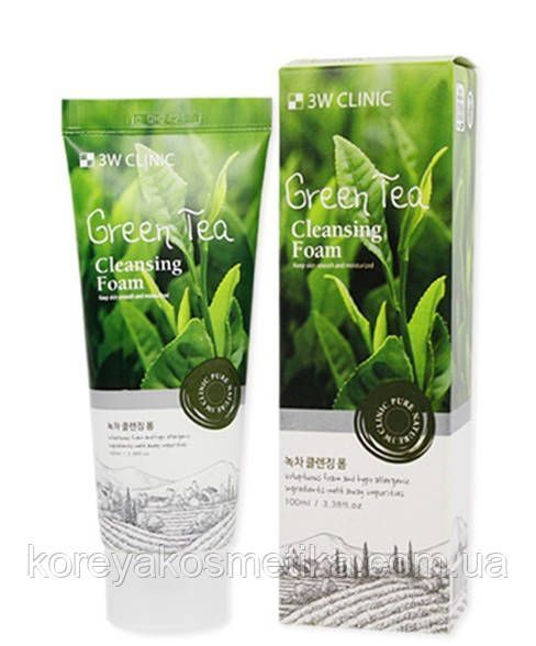 Пенка для умывания с экстрактом зелёного чая 3W Clinic Green Tea Cleansing Foam 1658614822 фото