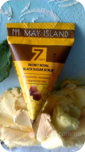 Цукровий скраб для обличчя May Island 7 Days Secret Royal Black Sugar Scrub 3 г*12 шт. 1181646281 фото