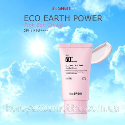 Солнезащитный крем THE SAEM Eco Earth Power Pink Sun Cream SPF 50+ PA++++ 1095739377 фото