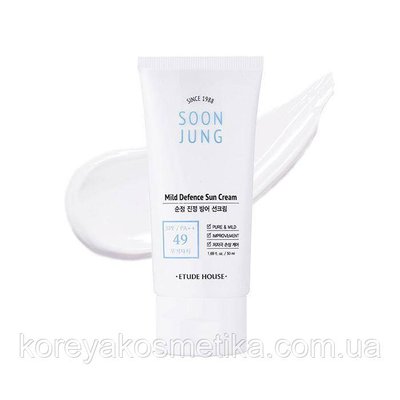 Санскрин для чутливої шкіри ETUDE HOUSE Soon Jung Mild Defence Sun Cream SPF49 PA++ 1387508033 фото