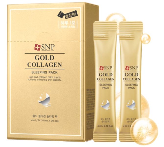 Відновлювальна ліфтинг маска з колагеном і золотом SNP, 4мл SNP Gold Collagen Gold Collagen Sleeping Pack 185240268019 фото